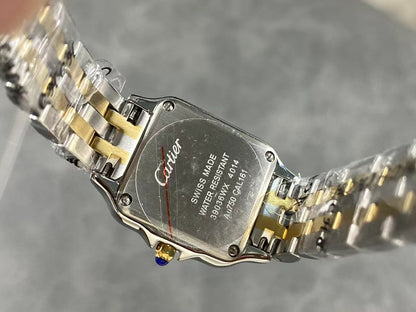 PANTHERE DE CARTIE 22MM QUARTZ GOLD STEEL WHITE DIAL