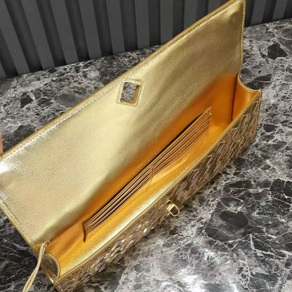BV Long Clutch Andiamo With Handle 31cm Gold Leather