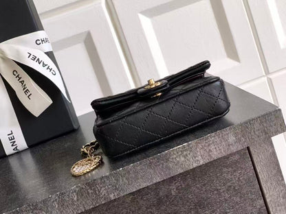Chanel Bag 12.5cm Black Gold Lambskin