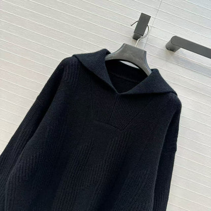 HM 25 Black Cashmere Jacquard Sweater 02657