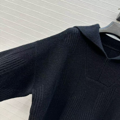 HM 25 Black Cashmere Jacquard Sweater 02657