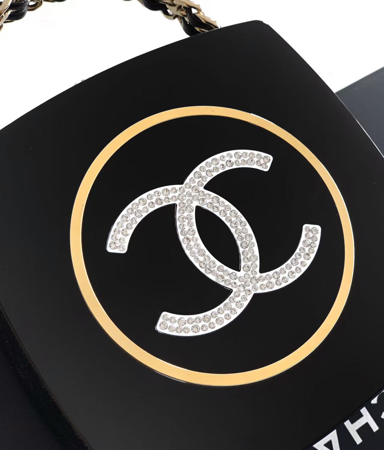 Chanel 25 Minaudière Makeup Palette Bag Black mix Colors Plexiglass
