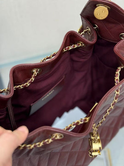 CC 25C Hobo Bags 40 cm Burgundy Calfskin