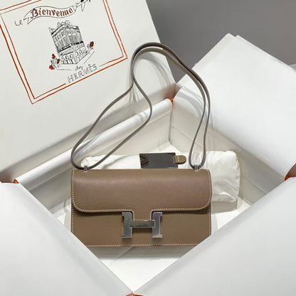 HM Constance Elan 24cm Bag Taupe Epsom Leather Silver Hardware