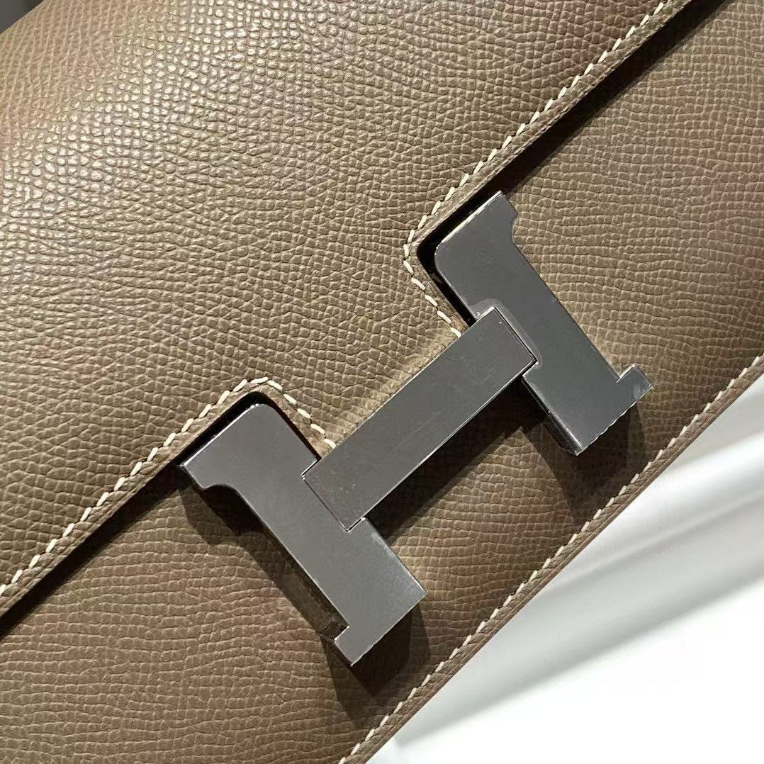 HM Constance Elan 24cm Bag Taupe Epsom Leather Silver Hardware