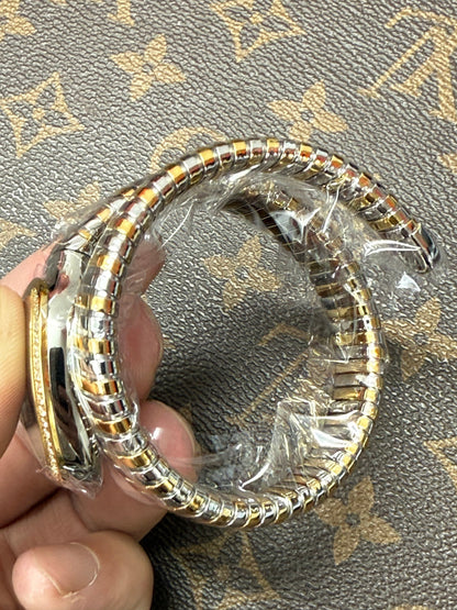 Bvlgari Serpenti Tubogas 35mm Diamond Ladies Gold Silver Black Dial Watch