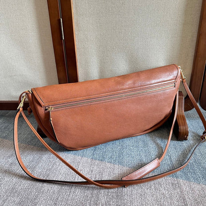 Celine 2025 Halfmoon Soft Triomphe Bag Brown Shiny Lambskin