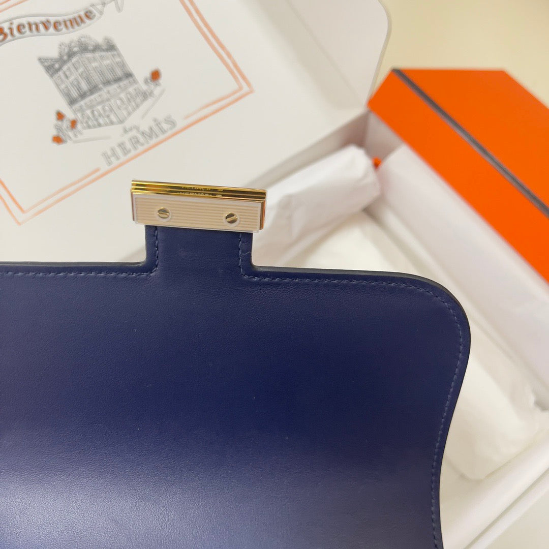 Hermes 2025 Constance Bag Blue Indigo Epsom Leather With Gold Hardware