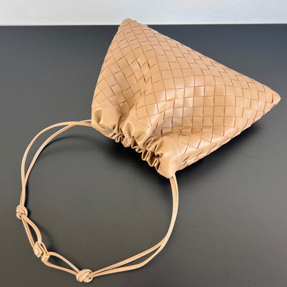 Bottega Veneta 2025 Dustbag Clutch Bag Pale Brown Calfskin