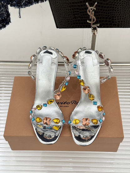 Christian Louboutin 2026 Rosa Z Jewel Heeled Sandal TPU Strass Calf Leather