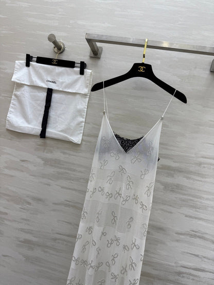 Chanel 2026 Camisole Dress White Lace Cotton