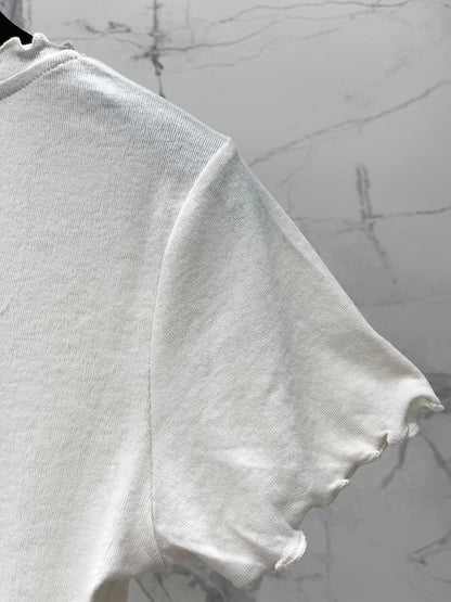 Chanel 2026 Scalloped Neckline T-shirt White Purple Gray Cotton