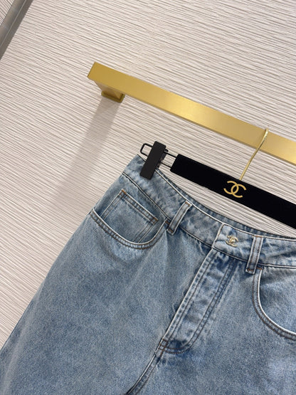 Chanel 2026 Jeans Blue Cotton With Gold Buckle