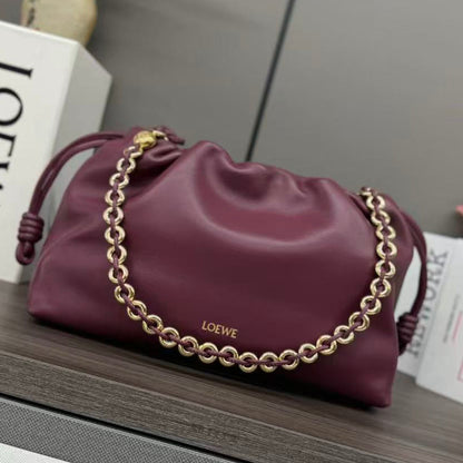 Loewe 2026 Flamenco Purse Bag 30cm Burgundy Nappa Leather