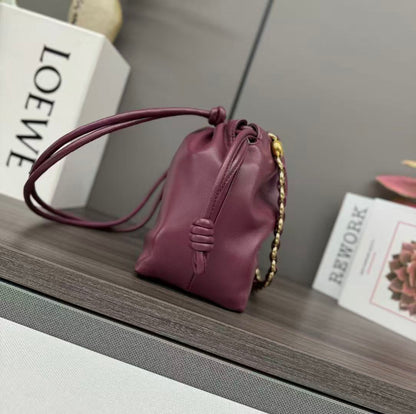 Loewe 2026 Flamenco Purse Bag 30cm Burgundy Nappa Leather