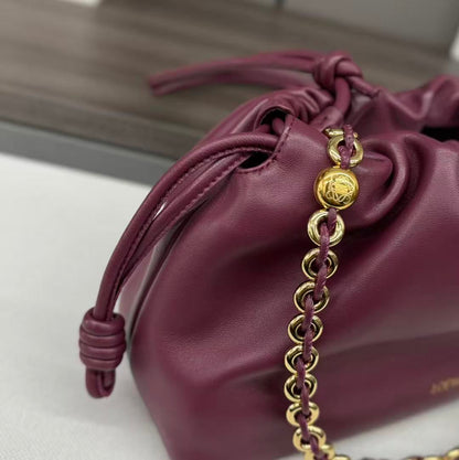 Loewe 2026 Flamenco Purse Bag 30cm Burgundy Nappa Leather