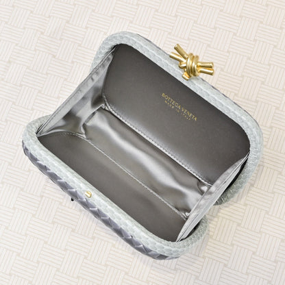 Bottega Veneta 2026 Knot Clutch 20cm Silver Gold Woven Leather