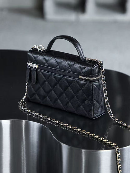 Chanel 2026 Vanity Bag 19.5cm Black Silver Caviar Leather