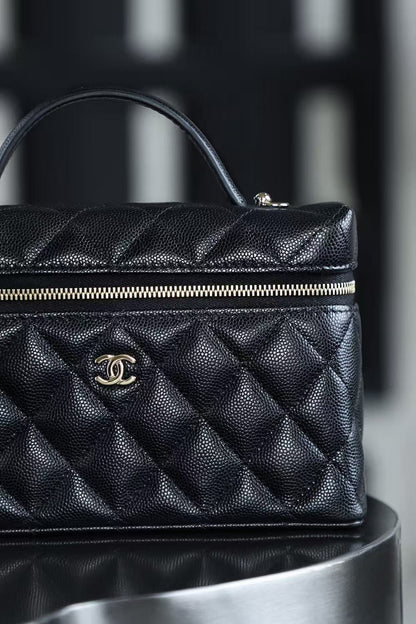 Chanel 2026 Vanity Bag 19.5cm Black Silver Caviar Leather