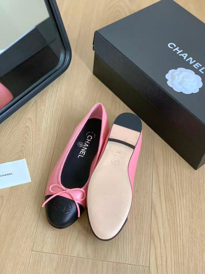 Chanel 2026 Ballet Flat Pink Black Lambskin