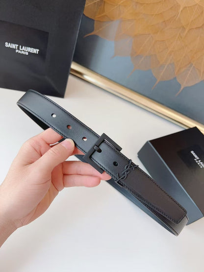 Saint Laurent Cassandre Leather Belt