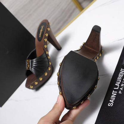 YSL 2026 Bavylone Platform Sandal Brown Black Smooth Leather