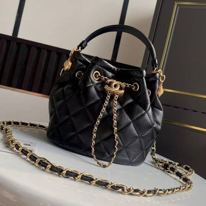 Chanel Bucket Bag 24cm Black Lambskin