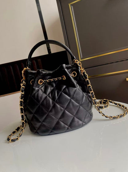 Chanel Bucket Bag 24cm Black Lambskin