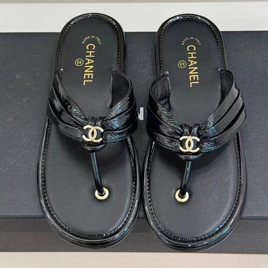 Chanel 2026 Flip-slop Sandal Black Lambskin