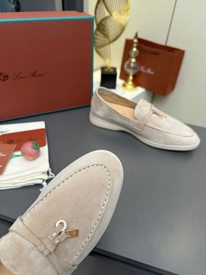 Loro Piana Summer Charm Walk Loafer Sand Stone Suede 729099