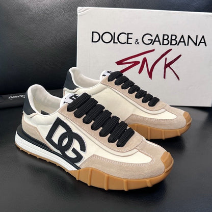 Dolce & Gabbana 2026 DG Athletic Sneakers Beige Black Suede Leather