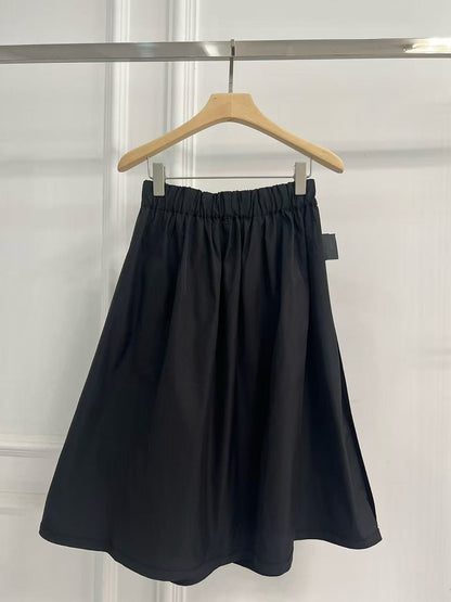 Prada 2026 Pleated Midi Skirt Black Re-Nylon