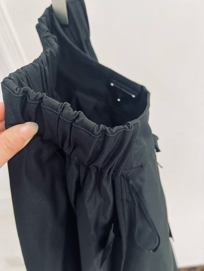 Prada 2026 Pleated Midi Skirt Black Re-Nylon