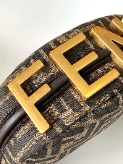 Fendi 2026 Fendigraphy Bag 20cm Brown Fabric Leather