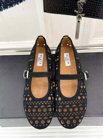Alaia 2026 Ballet Flat Black Suede