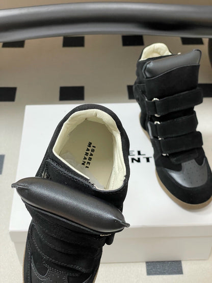 Isabel Marant 2026 Bekett Wedge Sneakers Black Suede Leather 534939