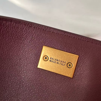 Balenciaga 2026 Rodeo Bag 29 Burgundy Calfskin Gold Hardware