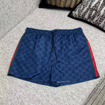 Gucci 2026 Printed Swim Short Navy Blue Poplin Tech
