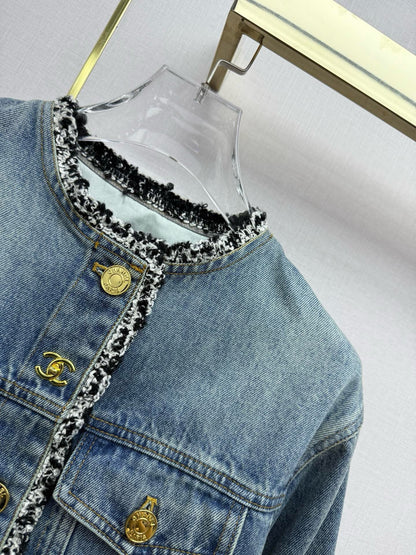 Chanel 2026 Denim Jacket Blue Cotton With Gold Button