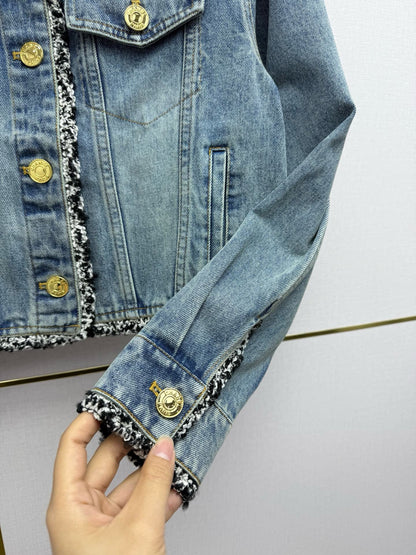 Chanel 2026 Denim Jacket Blue Cotton With Gold Button