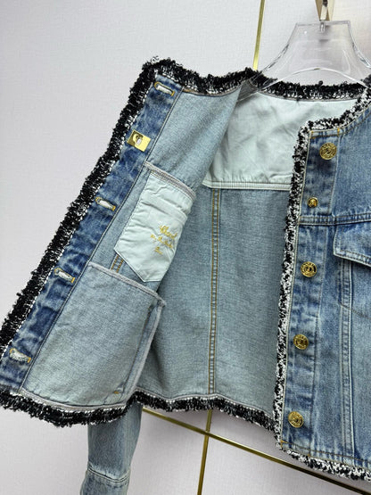 Chanel 2026 Denim Jacket Blue Cotton With Gold Button