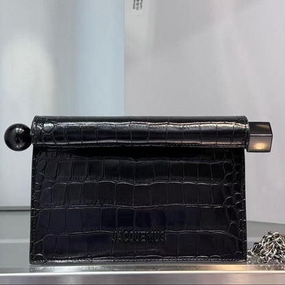 Jacquemus La Pochette Rond Carre Bag Black Leather