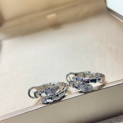 BVL Serpenti Viper Hoop Earrings With Pavé Diamonds