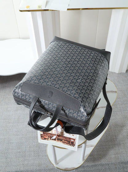 Goyard 2026 Cisalpin Backpack 43cm Grey Black Goyardine Canvas