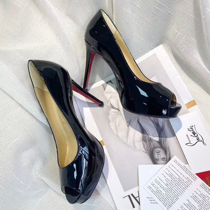 CL Very Prive 100 mm Pumps Black Red Patent Calf