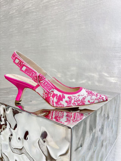 Dior 2026 J'Adior Slingback Pump Pink White Fabric Leather