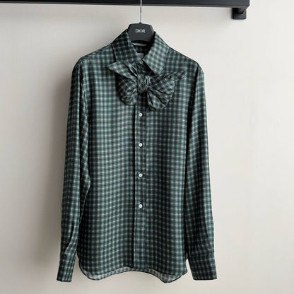 Dior 2026 Bow Shirt Green Cotton