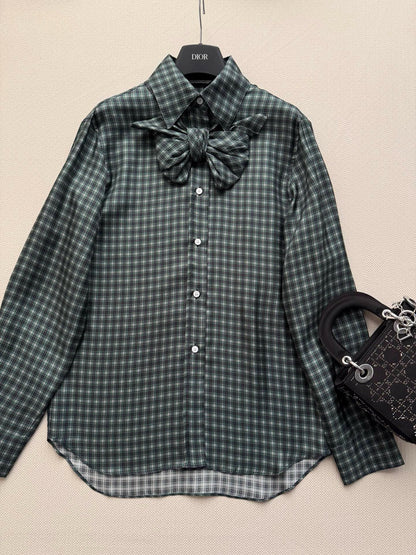 Dior 2026 Bow Shirt Green Cotton
