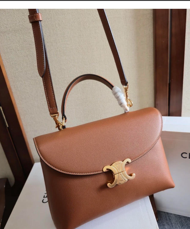 Celine 2026 Teen Nino Bag 20.5cm Tan Supple Grained Calfskin