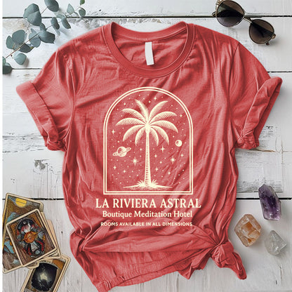 La Riviera Astral T-Shirt Mockup coral-silk